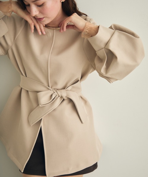 ボリュームスリーブノーカラージャケット（ノーカラージャケット