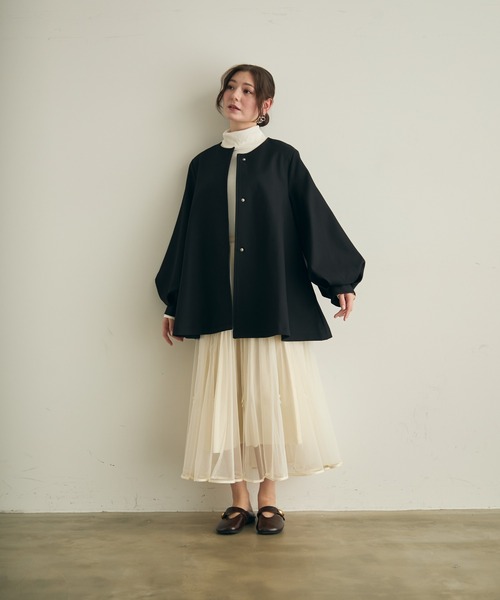 ボリュームスリーブノーカラージャケット（ノーカラージャケット