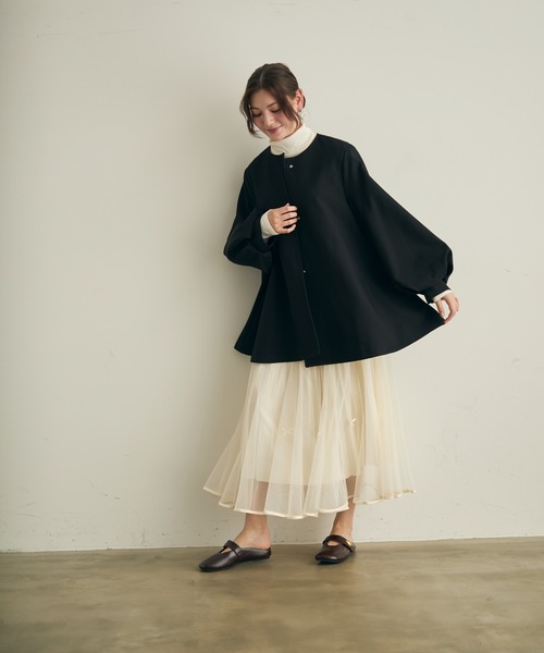 ルネ♡ノーカラージャケット セール】ボリュームスリーブノーカラージャケット（ノーカラー