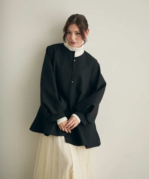 ボリュームスリーブノーカラージャケット（ノーカラージャケット