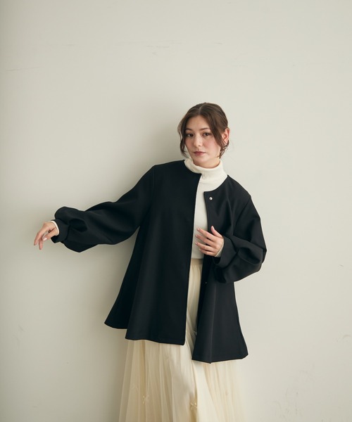 フェンネル ノーカラーボリュームスリーブジャケット　未使用タグ付き FENNEL】フェンネル/ノーカラーボリュームスリーブジャケット/9号/未