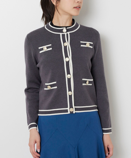 NARACAMICIE（ナラカミーチェ）の「【NARACAMICIE】配色ニットカーディガン（カーディガン/ボレロ・レディース・グレー/ブラック/ホワイト・M）」の5枚目の写真