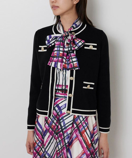 NARACAMICIE（ナラカミーチェ）の「【NARACAMICIE】配色ニットカーディガン（カーディガン/ボレロ・レディース・グレー/ブラック/ホワイト・M）」の6枚目の写真