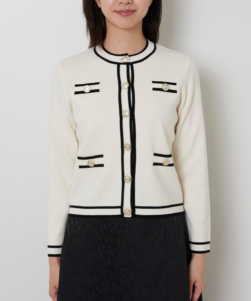 NARACAMICIE（ナラカミーチェ）の「【NARACAMICIE】配色ニットカーディガン（カーディガン/ボレロ・レディース・グレー/ブラック/ホワイト・M）」の7枚目の写真