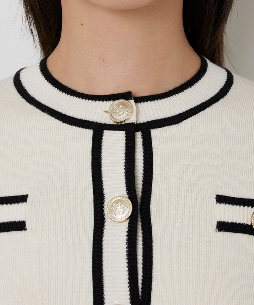 NARACAMICIE（ナラカミーチェ）の「【NARACAMICIE】配色ニットカーディガン（カーディガン/ボレロ・レディース・グレー/ブラック/ホワイト・M）」の10枚目の写真