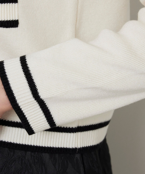 NARACAMICIE（ナラカミーチェ）の「【NARACAMICIE】配色ニットカーディガン（カーディガン/ボレロ・レディース・グレー/ブラック/ホワイト・M）」の12枚目の写真