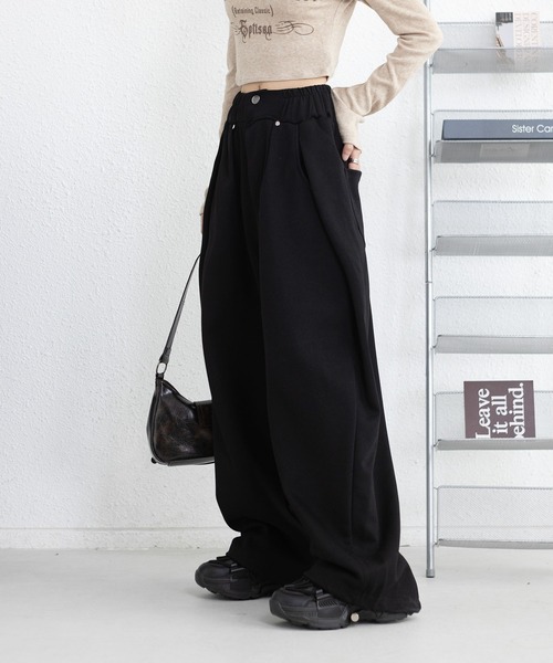 MAISON DE THERESE(メゾン ド テレーズ)の「ワイドトラックスパンツ(スウェットパンツ・レディース・グレー/ライトグレー/ブラック・M/S/L/XL)」の16枚目の写真