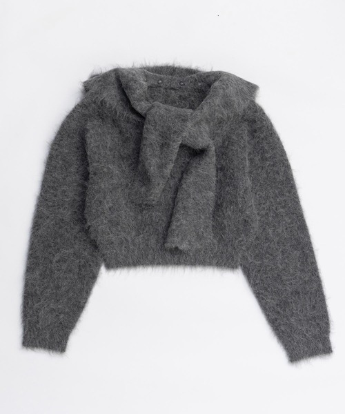 PRANK PROJECT（プランクプロジェクト）の「アルパカブレンド2WAYフーディ / Alpaca Blend 2-Way Hoodie（ニット/セーター・レディース・チャコールグレー/ブラック・FREE）」の10枚目の写真