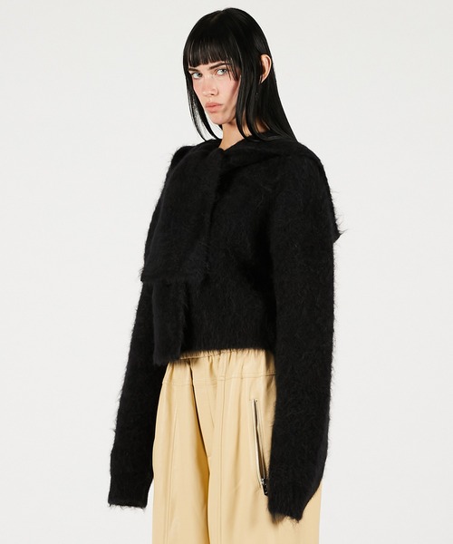 PRANK PROJECT（プランクプロジェクト）の「アルパカブレンド2WAYフーディ / Alpaca Blend 2-Way Hoodie（ニット/セーター・レディース・チャコールグレー/ブラック・FREE）」の21枚目の写真