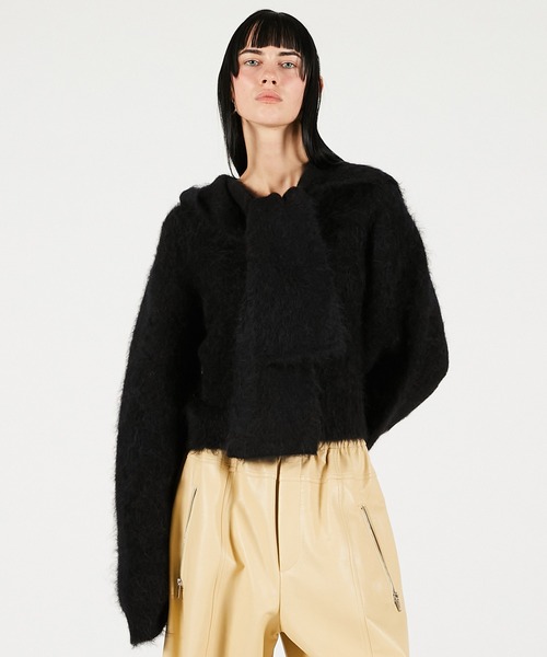 PRANK PROJECT（プランクプロジェクト）の「アルパカブレンド2WAYフーディ / Alpaca Blend 2-Way Hoodie（ニット/セーター・レディース・チャコールグレー/ブラック・FREE）」の8枚目の写真