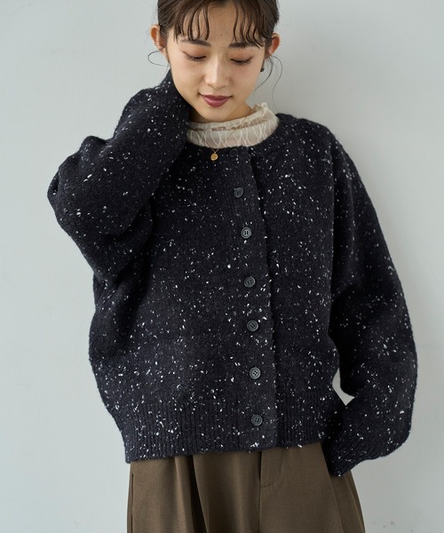 セール】ネップニット ショートカーディガン【585129】（カーディガン