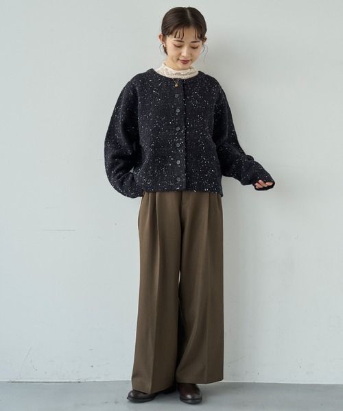 (ゆ・ω・き) セール】ネップニット ショートカーディガン【585129】（カーディガン