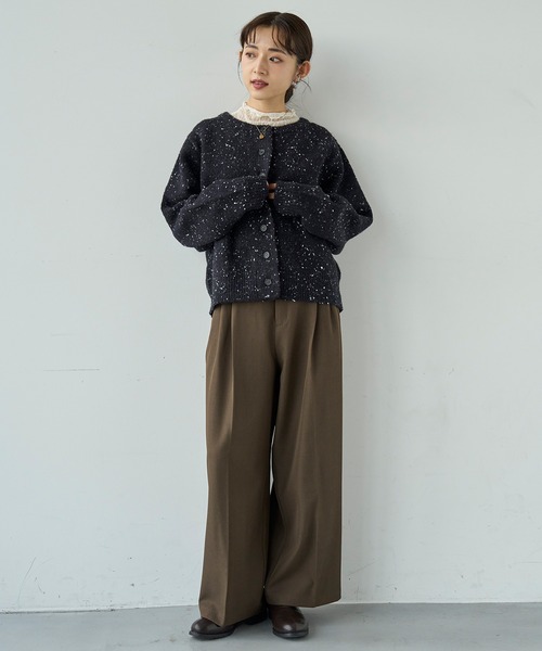 ネップニット ショートカーディガン【585129】（カーディガン/ボレロ