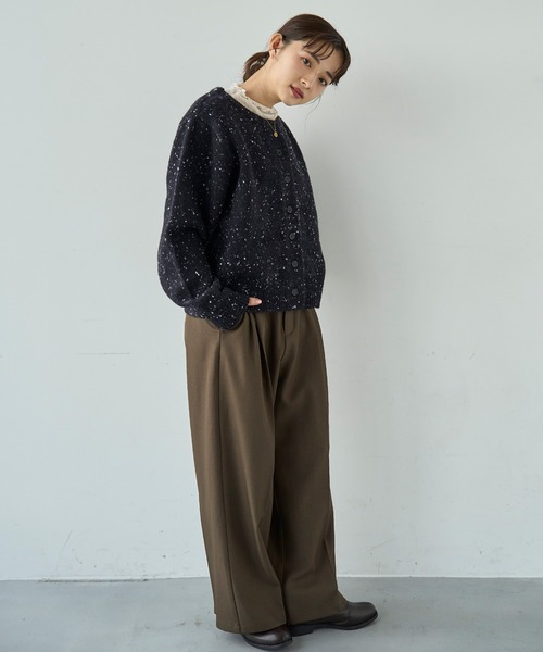 セール】ネップニット ショートカーディガン【585129】（カーディガン