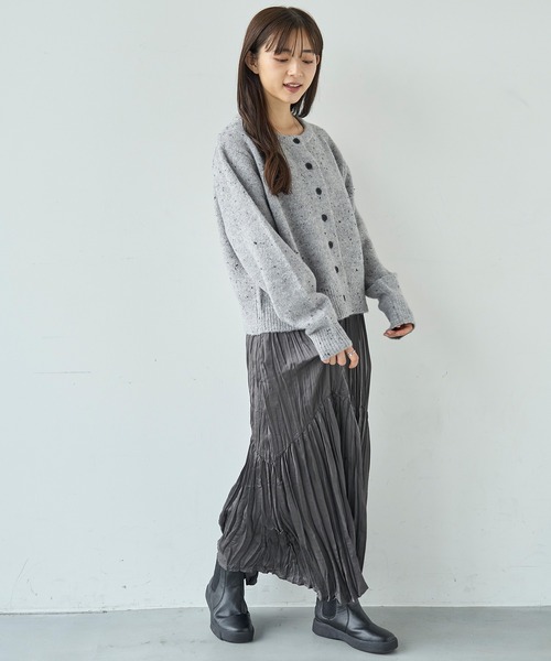 セール】ネップニット ショートカーディガン【585129】（カーディガン