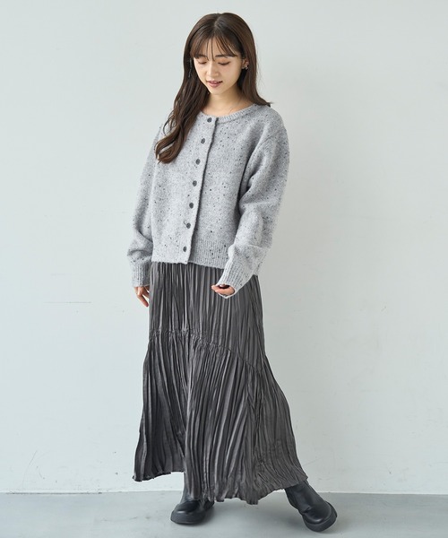 セール】ネップニット ショートカーディガン【585129】（カーディガン