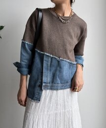 【WEB限定】デニムドッキングニットプルオーバー