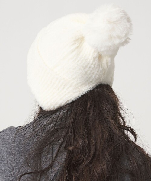 green label relaxing(グリーンレーベルリラクシング)の「ニットシャギー ポンポンキャップ / ニットキャップ(ニットキャップ/ビーニー・レディース・オフホワイト/ダークグレー/ブラック・FREE)」の20枚目の写真