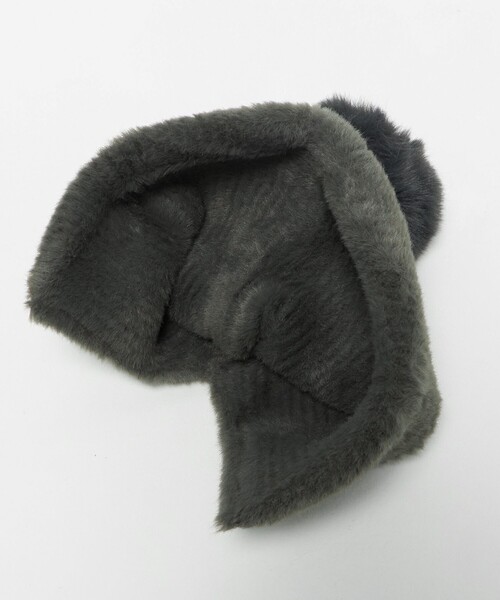 green label relaxing(グリーンレーベルリラクシング)の「ニットシャギー ポンポンキャップ / ニットキャップ(ニットキャップ/ビーニー・レディース・オフホワイト/ダークグレー/ブラック・FREE)」の8枚目の写真