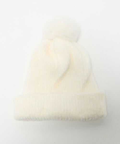 green label relaxing(グリーンレーベルリラクシング)の「ニットシャギー ポンポンキャップ / ニットキャップ(ニットキャップ/ビーニー・レディース・オフホワイト/ダークグレー/ブラック・FREE)」の10枚目の写真