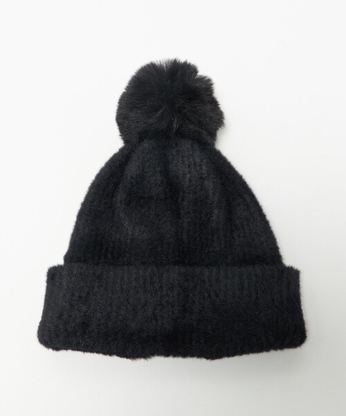 green label relaxing(グリーンレーベルリラクシング)の「ニットシャギー ポンポンキャップ / ニットキャップ(ニットキャップ/ビーニー・レディース・オフホワイト/ダークグレー/ブラック・FREE)」の13枚目の写真