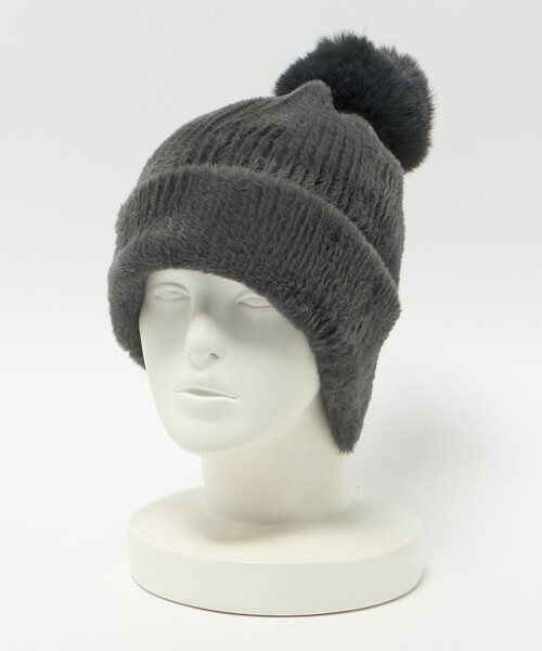 green label relaxing(グリーンレーベルリラクシング)の「ニットシャギー ポンポンキャップ / ニットキャップ(ニットキャップ/ビーニー・レディース・オフホワイト/ダークグレー/ブラック・FREE)」の17枚目の写真