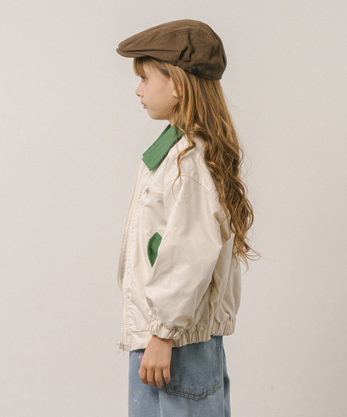 URBAN CHERRY（アーバンチェリー）の「配色カラージャケット（ブルゾン・キッズ・アイボリー/ブラウン・110cm/120cm/130cm/140cm）」の4枚目の写真