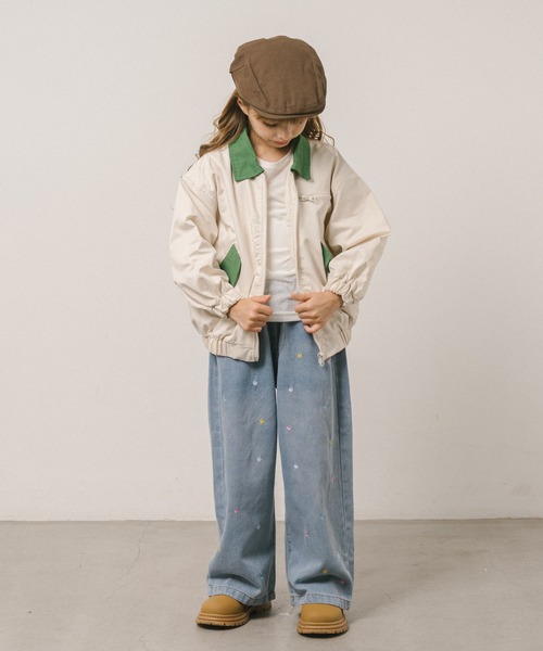 URBAN CHERRY（アーバンチェリー）の「配色カラージャケット（ブルゾン・キッズ・アイボリー/ブラウン・110cm/120cm/130cm/140cm）」の9枚目の写真