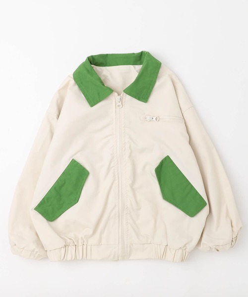 URBAN CHERRY（アーバンチェリー）の「配色カラージャケット（ブルゾン・キッズ・アイボリー/ブラウン・110cm/120cm/130cm/140cm）」の10枚目の写真