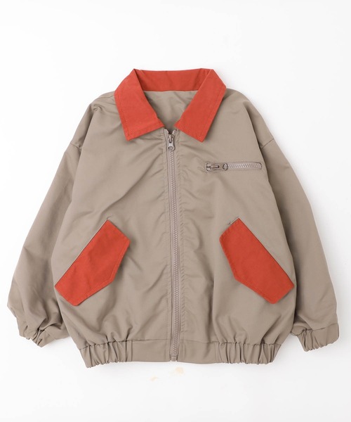 URBAN CHERRY（アーバンチェリー）の「配色カラージャケット（ブルゾン・キッズ・アイボリー/ブラウン・110cm/120cm/130cm/140cm）」の11枚目の写真