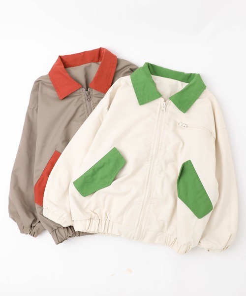 URBAN CHERRY（アーバンチェリー）の「配色カラージャケット（ブルゾン・キッズ・アイボリー/ブラウン・110cm/120cm/130cm/140cm）」の13枚目の写真