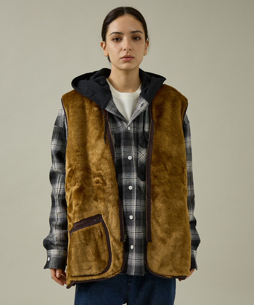 【美品】Barbour ファー ベスト インナー リバーシブル ブラウン 38 Barbour バブアー ファー ベスト インナー リバーシブル ブラウン 38