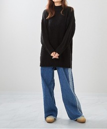 Bling Leads（ブリングリーズ）の「【RES】【Bling leads】畔編み　モックネックチュニック（チュニック）」