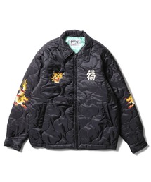 Houston ベトジャン M ブラック HOUSTON ベトジャン 中綿ブルゾン Mサイズ ブラック 刺繍 龍 虎