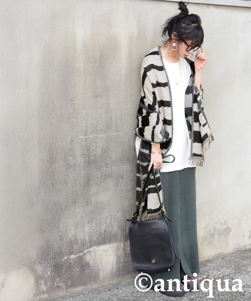 antiqua（アンティカ）の「フリンジストール（ストール/ショール・レディース・ブラック系その他/ベージュ系その他・FREE）」の14枚目の写真