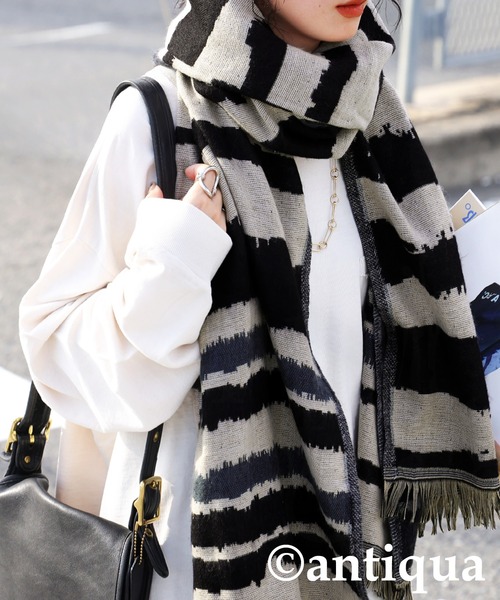 antiqua（アンティカ）の「フリンジストール（ストール/ショール・レディース・ブラック系その他/ベージュ系その他・FREE）」の15枚目の写真