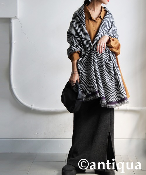 antiqua（アンティカ）の「フリンジストール（ストール/ショール・レディース・ブラック系その他/ベージュ系その他・FREE）」の19枚目の写真