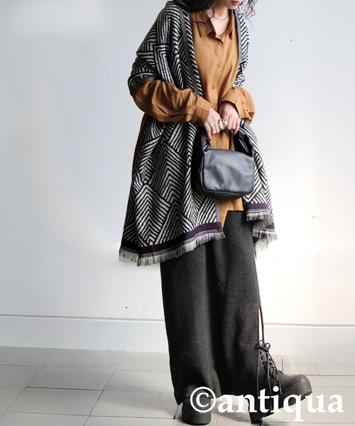 antiqua（アンティカ）の「フリンジストール（ストール/ショール・レディース・ブラック系その他/ベージュ系その他・FREE）」の20枚目の写真