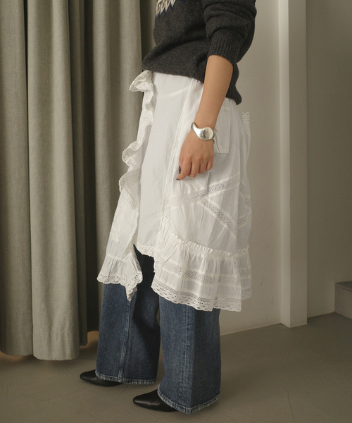 crinkle crinkle crinkle(クリンクルクリンクルクリンクル)の「crinkle crinkle crinkle rebuild apron skirt CC-4031(スカート・レディース・ホワイト・FREE)」の6枚目の写真
