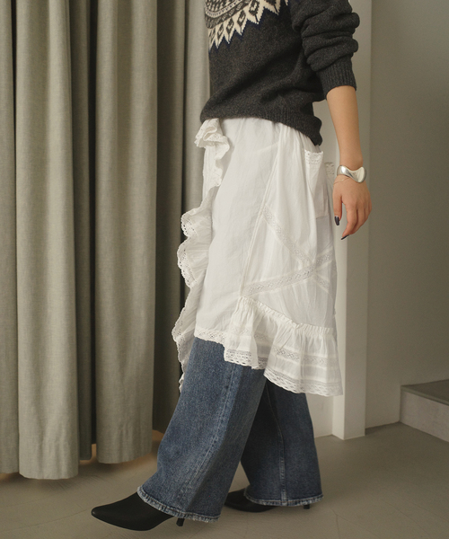 crinkle crinkle crinkle(クリンクルクリンクルクリンクル)の「crinkle crinkle crinkle rebuild apron skirt CC-4031(スカート・レディース・ホワイト・FREE)」の7枚目の写真