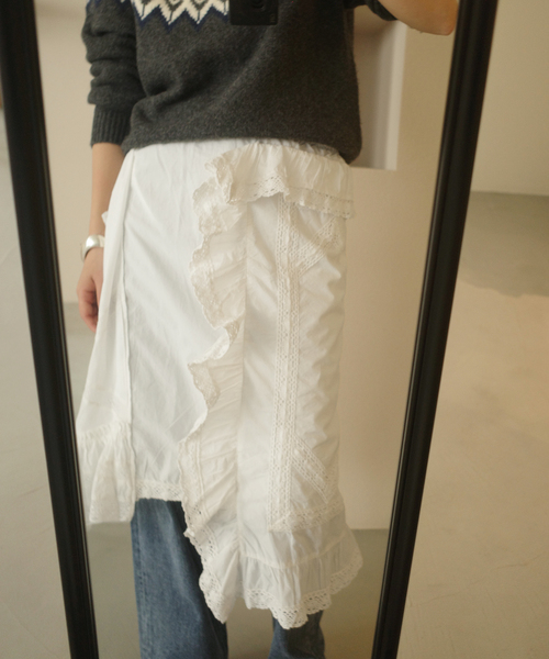 crinkle crinkle crinkle(クリンクルクリンクルクリンクル)の「crinkle crinkle crinkle rebuild apron skirt CC-4031(スカート・レディース・ホワイト・FREE)」の10枚目の写真