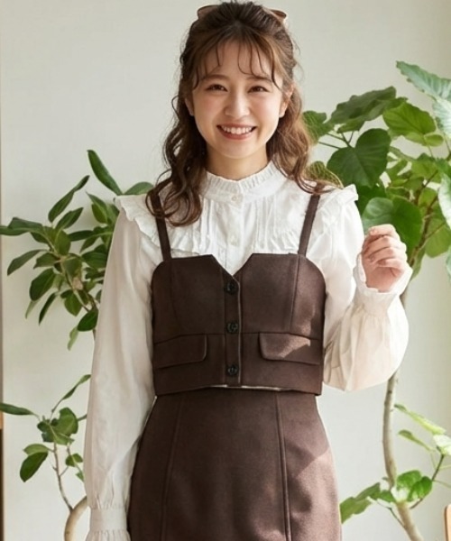 DIP IN CHOCOLATE(ディップインチョコレート)の「【セットアップ対応可】フェイクウールビスチェ【DIP IN CHOCOLATE】(ベスト・レディース・チャコールグレー/ブラック/ブラウン・F)」の3枚目の写真