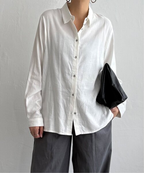 LBC（エルビーシー）の「綿レーヨンメタルボタンシャツ（シャツ/ブラウス・レディース・ホワイト/チャコール/ミント・L/M）」の15枚目の写真