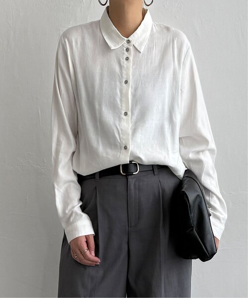 LBC（エルビーシー）の「綿レーヨンメタルボタンシャツ（シャツ/ブラウス・レディース・ホワイト/チャコール/ミント・L/M）」の16枚目の写真