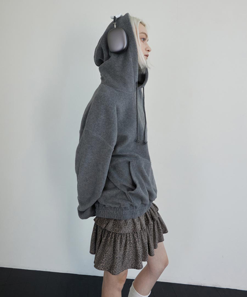 Melange Fleece Pullover Hoodie — меланжевый флисовый худи, цвет угольный