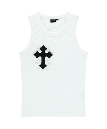 AAKAM（アーカム）の「AKM CROS2 Sleeveless (White)（Tシャツ/カットソー・レディース）」