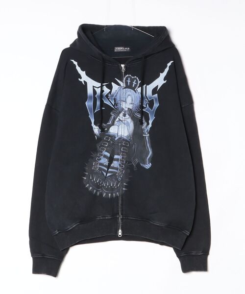 トラバストーキョー×蒼井叶 ビッグシルエットパーカー ボーダー くま