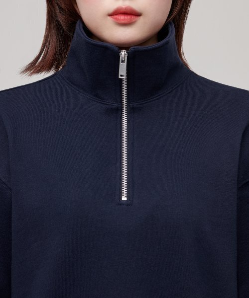 MUSINSA STANDARD WOMAN（ムシンサスタンダードウーマン）の「レディースハーフジップアップスウェットシャツ[ネイビー]（スウェット・レディース・その他・SMALL/MEDIUM/LARGE/X-SMALL）」の5枚目の写真