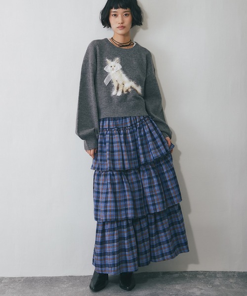 チェック柄ティアードロングスカート（スカート）｜ANOTHER S