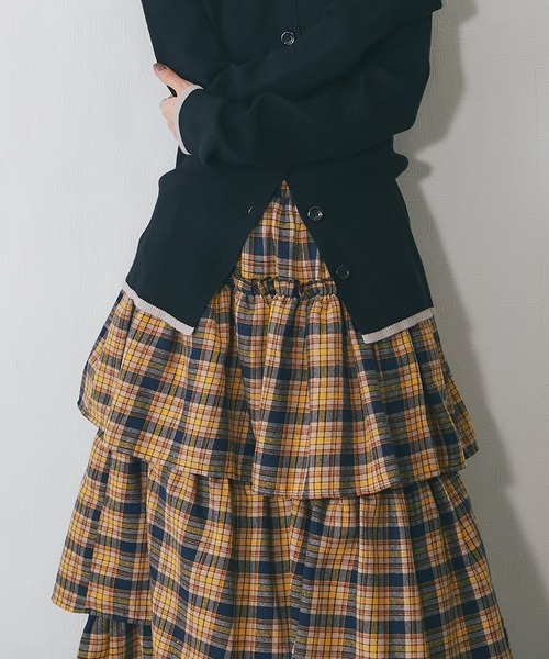 チェック柄ティアードロングスカート（スカート）｜ANOTHER S